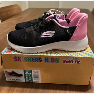 Skechers Kids Hands Free Swift Fit Shoes Black Pink New with Box Size 4 Kids